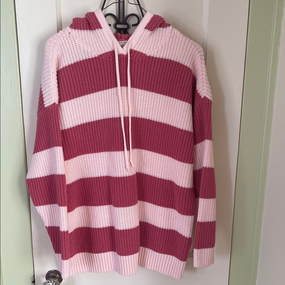 Women’s Style & Co. Anytime Pink and White Striped Sweater